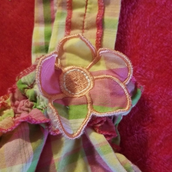 Size 3T Pink, Yellow & Green Plaid Romper - Picture 5 of 7